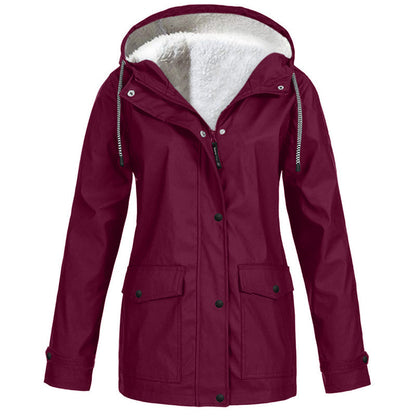 ❄️ Cold-Weather Comfort | Women's Plush-Lined Windproof Hooded Jacket
