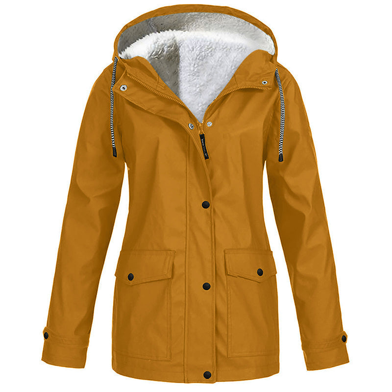 ❄️ Cold-Weather Comfort | Women's Plush-Lined Windproof Hooded Jacket