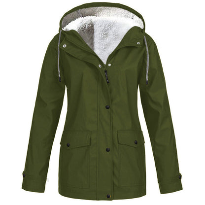❄️ Cold-Weather Comfort | Women's Plush-Lined Windproof Hooded Jacket