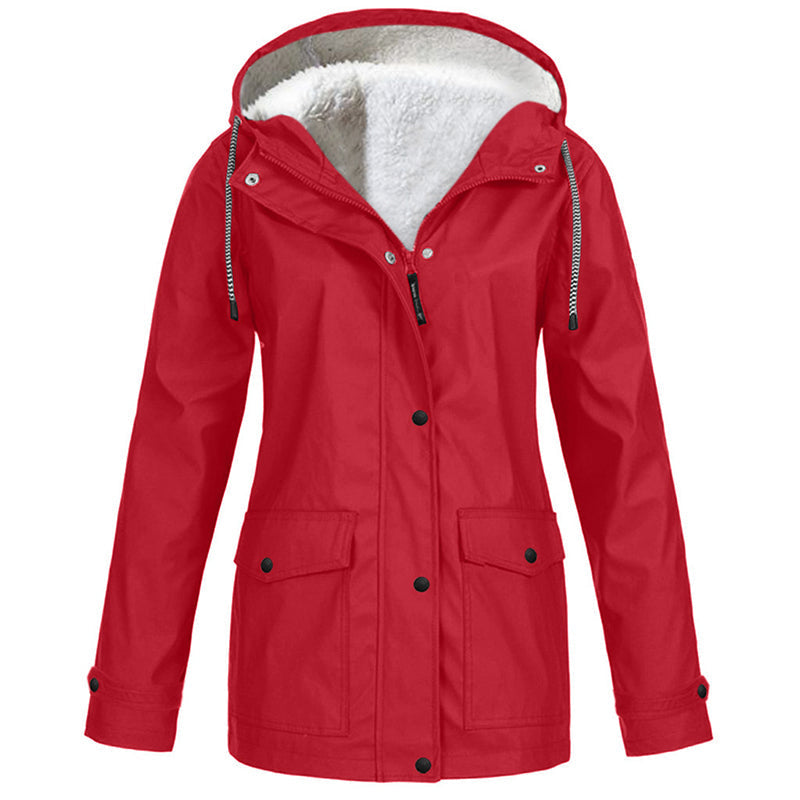 ❄️ Cold-Weather Comfort | Women's Plush-Lined Windproof Hooded Jacket