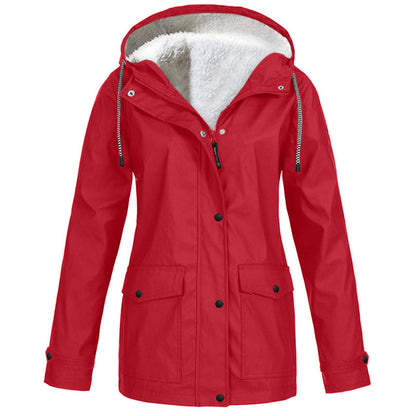 ❄️ Cold-Weather Comfort | Women's Plush-Lined Windproof Hooded Jacket