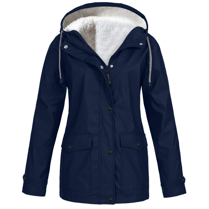 ❄️ Cold-Weather Comfort | Women's Plush-Lined Windproof Hooded Jacket