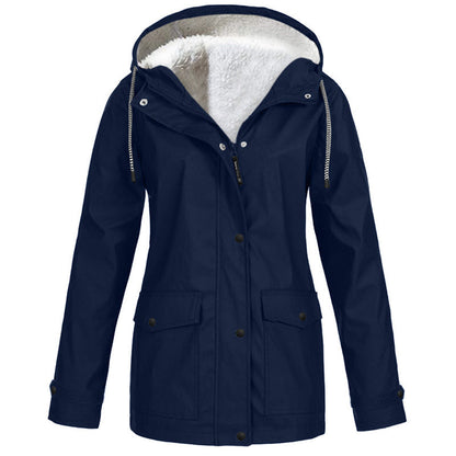 ❄️ Cold-Weather Comfort | Women's Plush-Lined Windproof Hooded Jacket