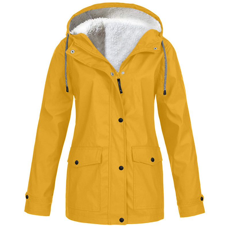 ❄️ Cold-Weather Comfort | Women's Plush-Lined Windproof Hooded Jacket