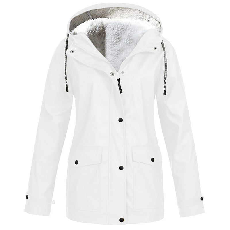 ❄️ Cold-Weather Comfort | Women's Plush-Lined Windproof Hooded Jacket