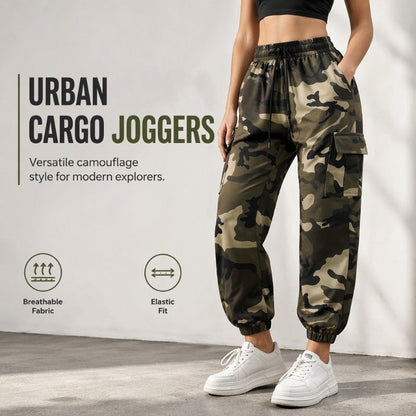 ✨ Easy Everyday Comfort | Women's Stretch High-Waist Multi-Pocket Cargo Joggers
