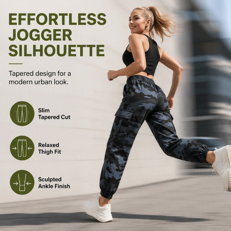 ✨ Easy Everyday Comfort | Women's Stretch High-Waist Multi-Pocket Cargo Joggers