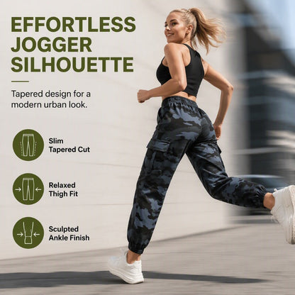 ✨ Easy Everyday Comfort | Women's Stretch High-Waist Multi-Pocket Cargo Joggers