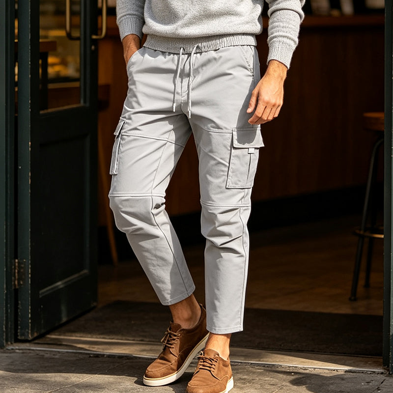 Men's Slim Fit Cargo Pants with Drawstring