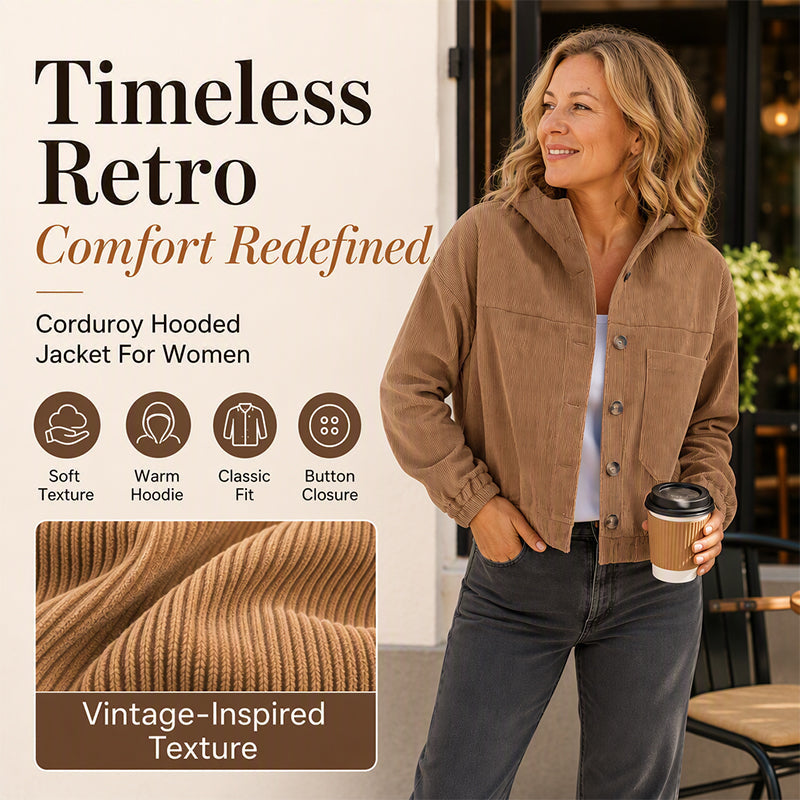 🍂 Easy Fall Layering | Women's Corduroy Hooded Relaxed-Fit Jacket