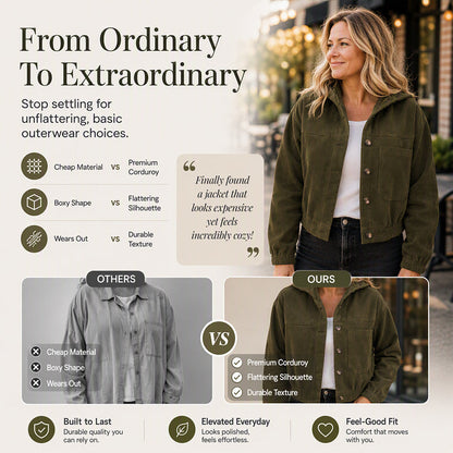 🍂 Easy Fall Layering | Women's Corduroy Hooded Relaxed-Fit Jacket