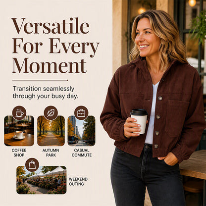 🍂 Easy Fall Layering | Women's Corduroy Hooded Relaxed-Fit Jacket