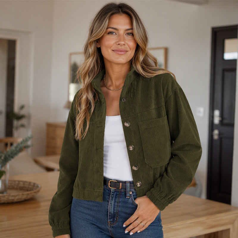 🍂 Easy Fall Layering | Women's Corduroy Hooded Relaxed-Fit Jacket