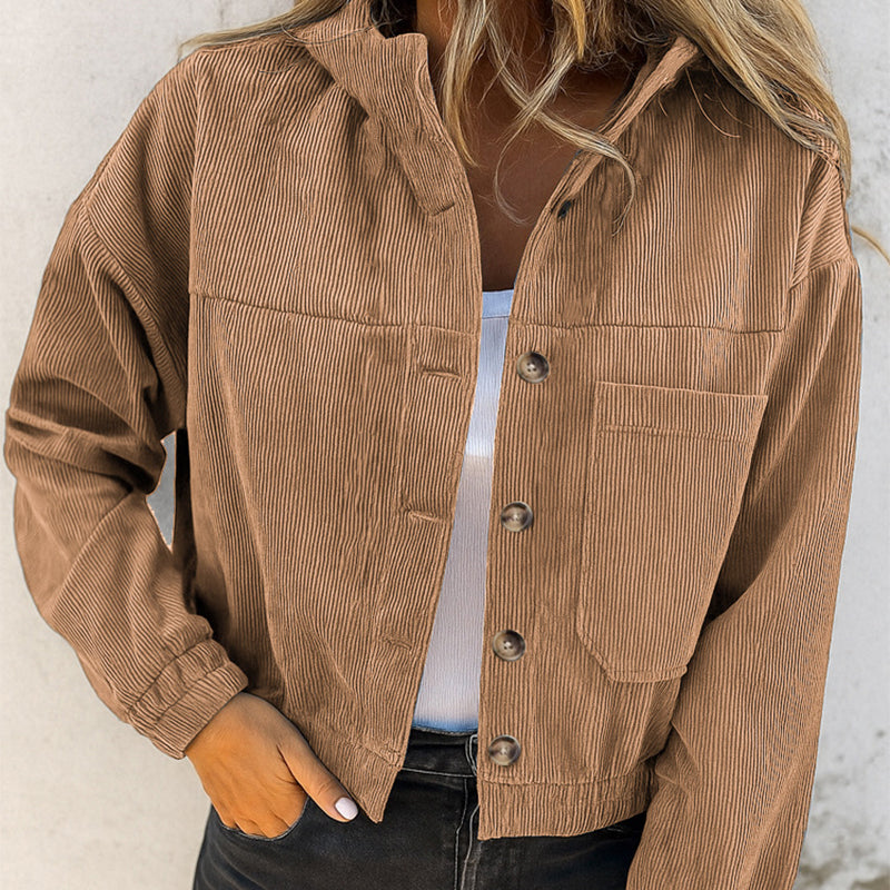 🍂 Easy Fall Layering | Women's Corduroy Hooded Relaxed-Fit Jacket