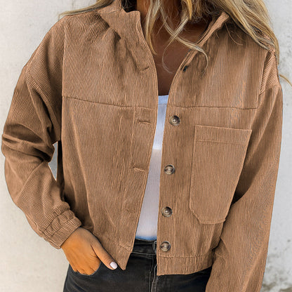 🍂 Easy Fall Layering | Women's Corduroy Hooded Relaxed-Fit Jacket