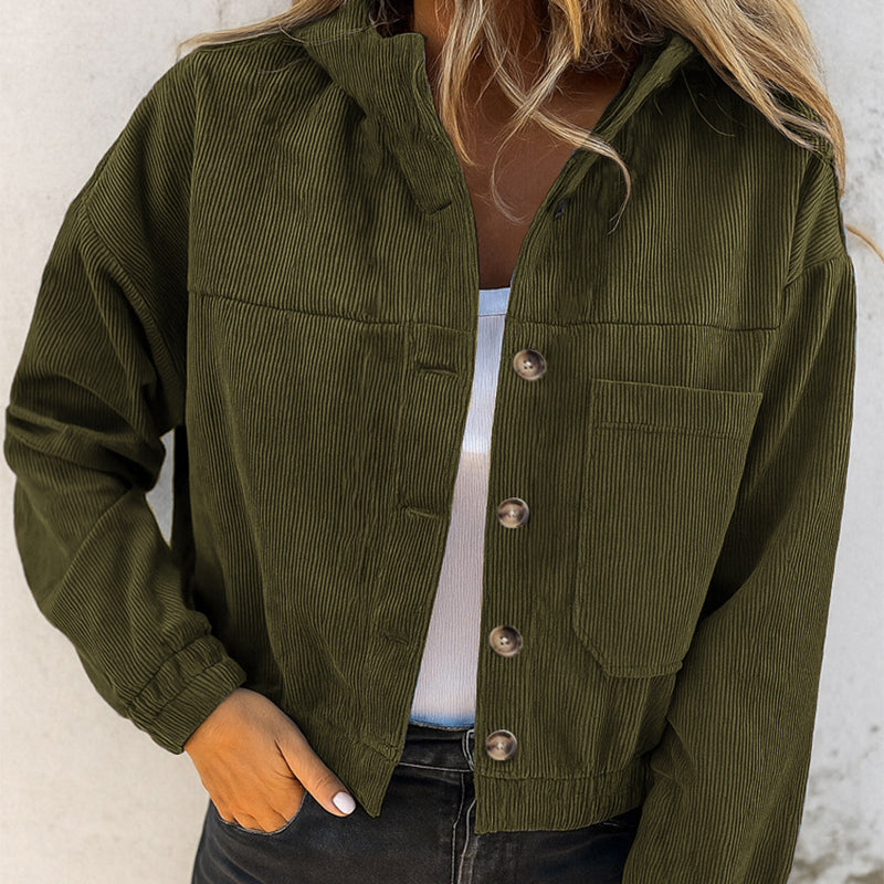🍂 Easy Fall Layering | Women's Corduroy Hooded Relaxed-Fit Jacket