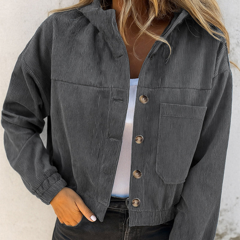🍂 Easy Fall Layering | Women's Corduroy Hooded Relaxed-Fit Jacket