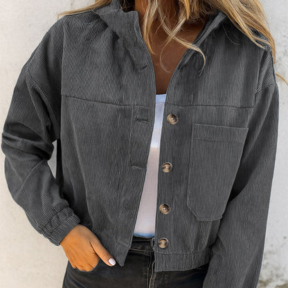 🍂 Easy Fall Layering | Women's Corduroy Hooded Relaxed-Fit Jacket
