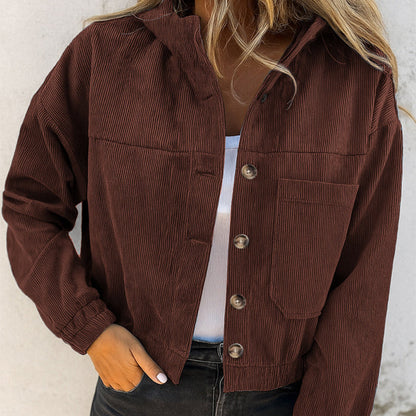 🍂 Easy Fall Layering | Women's Corduroy Hooded Relaxed-Fit Jacket