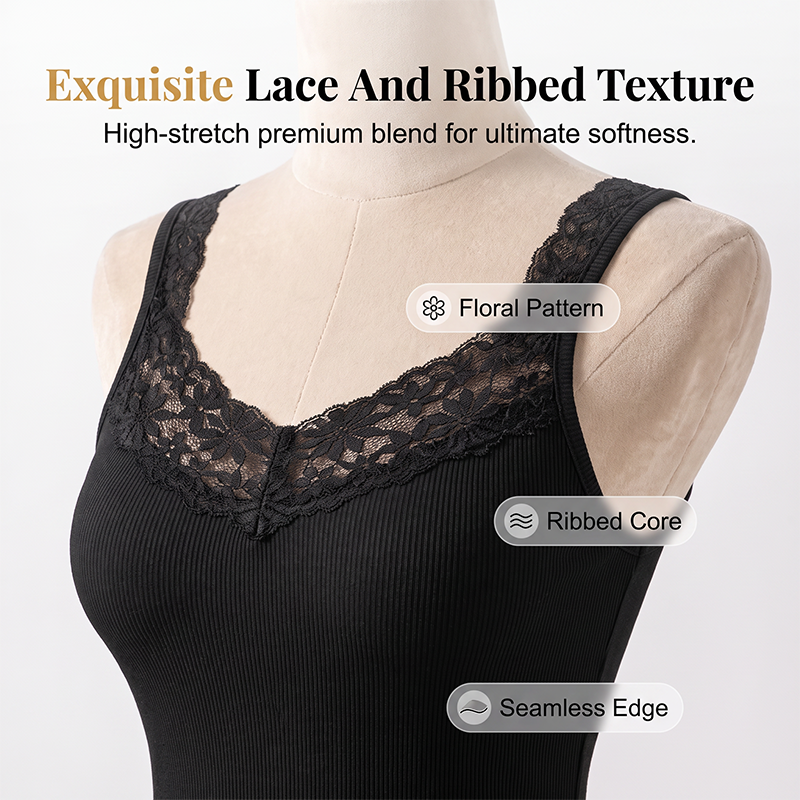 💖 Flattering Comfort | Women's Lace-Trim V-Neck Slimming Tank Top