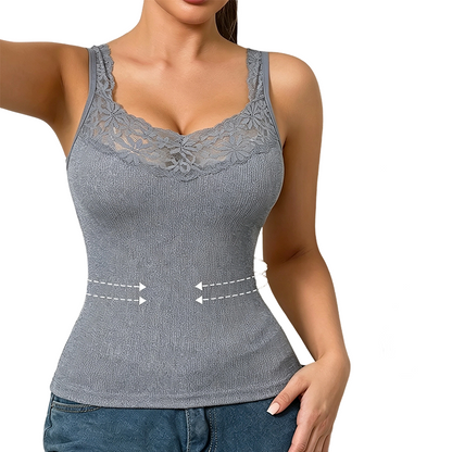 💖 Flattering Comfort | Women's Lace-Trim V-Neck Slimming Tank Top