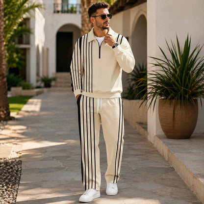 ✨ Easy Everyday Comfort | Men's Printed Half-Zip Sweatshirt & Straight-Leg Pants 2-Piece Set