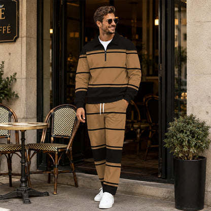 ✨ Easy Everyday Comfort | Men's Printed Half-Zip Sweatshirt & Straight-Leg Pants 2-Piece Set