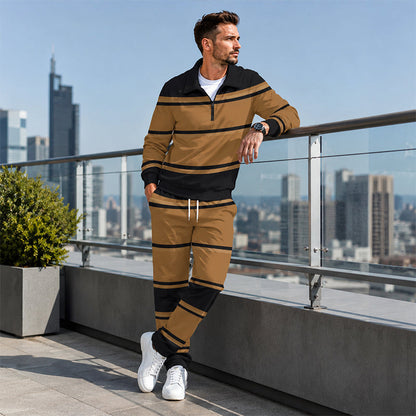 ✨ Easy Everyday Comfort | Men's Printed Half-Zip Sweatshirt & Straight-Leg Pants 2-Piece Set