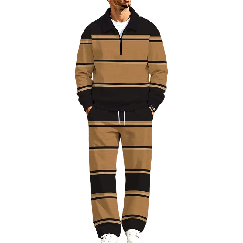 ✨ Easy Everyday Comfort | Men's Printed Half-Zip Sweatshirt & Straight-Leg Pants 2-Piece Set
