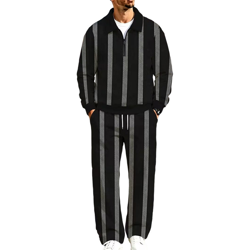 ✨ Easy Everyday Comfort | Men's Printed Half-Zip Sweatshirt & Straight-Leg Pants 2-Piece Set