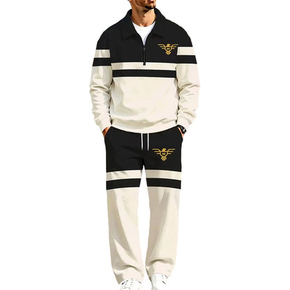 ✨ Easy Everyday Comfort | Men's Printed Half-Zip Sweatshirt & Straight-Leg Pants 2-Piece Set