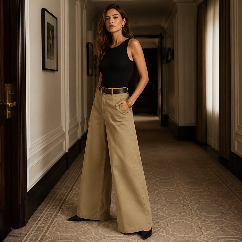✨ Effortless Comfort | Women's High-Waisted Wide-Leg Pants with Pockets