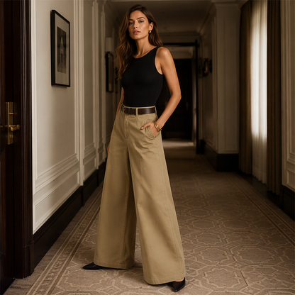 ✨ Effortless Comfort | Women's High-Waisted Wide-Leg Pants with Pockets
