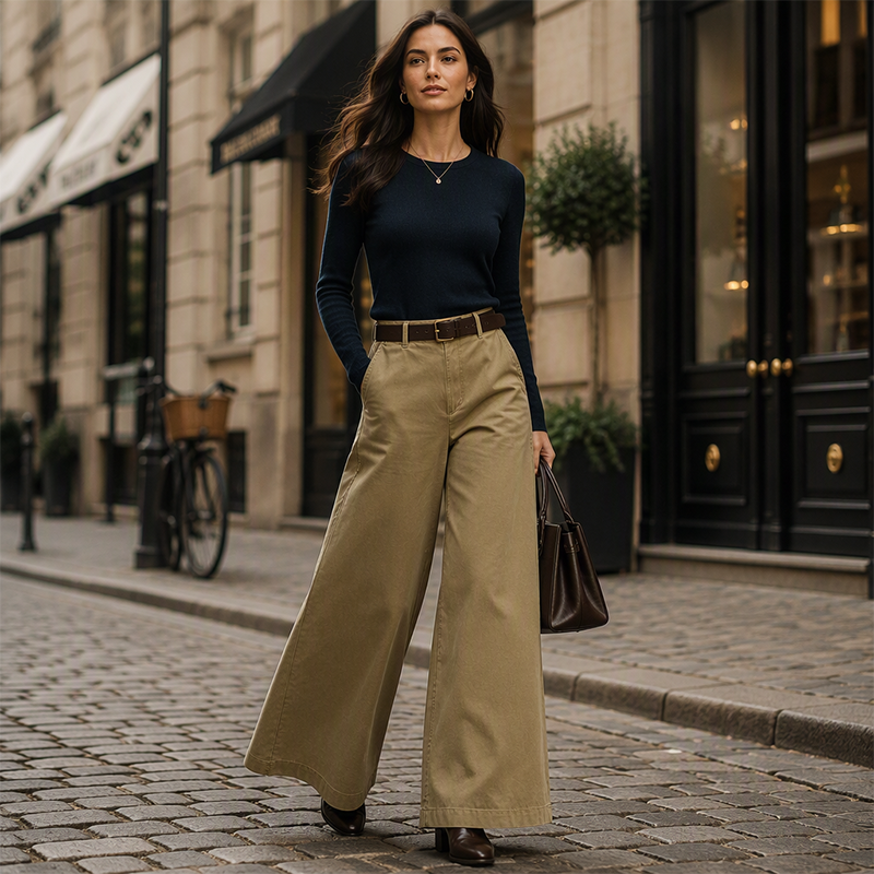 ✨ Effortless Comfort | Women's High-Waisted Wide-Leg Pants with Pockets