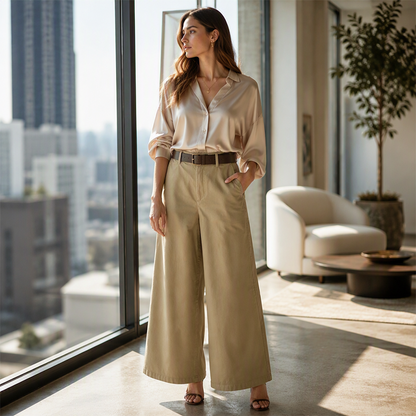 ✨ Effortless Comfort | Women's High-Waisted Wide-Leg Pants with Pockets