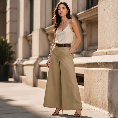 ✨ Effortless Comfort | Women's High-Waisted Wide-Leg Pants with Pockets