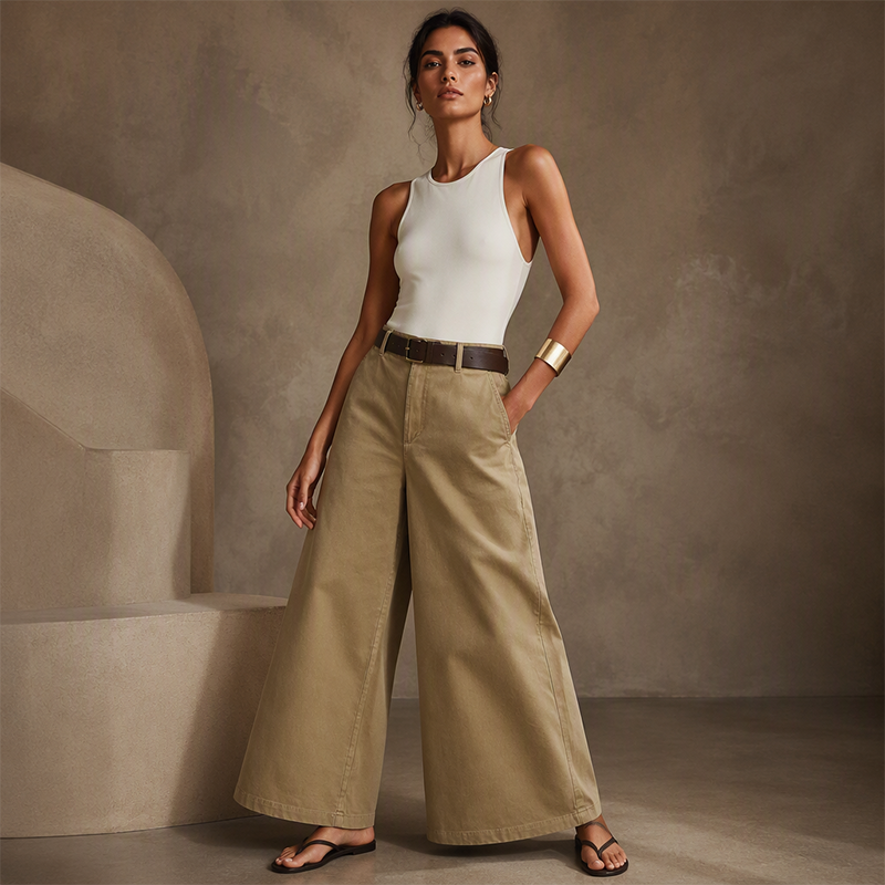 ✨ Effortless Comfort | Women's High-Waisted Wide-Leg Pants with Pockets