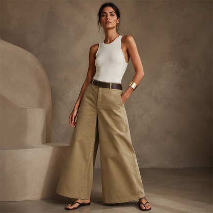 ✨ Effortless Comfort | Women's High-Waisted Wide-Leg Pants with Pockets
