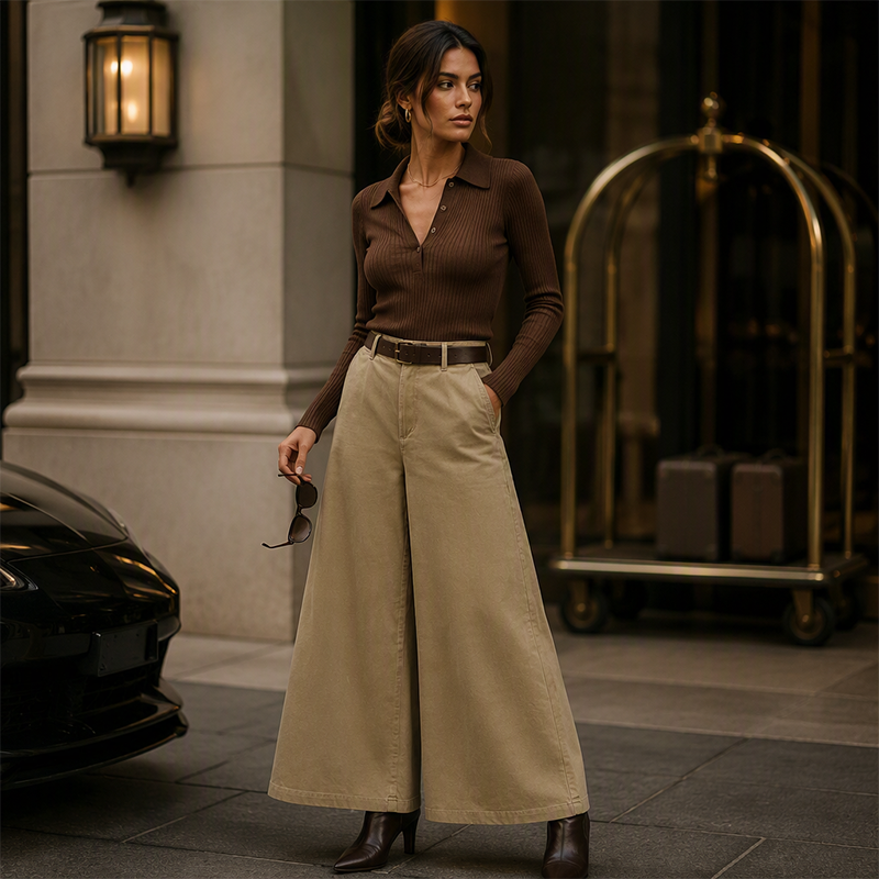 ✨ Effortless Comfort | Women's High-Waisted Wide-Leg Pants with Pockets