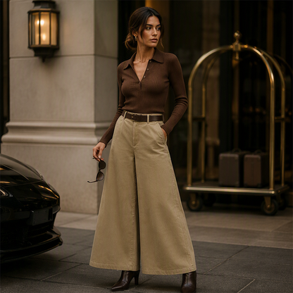 ✨ Effortless Comfort | Women's High-Waisted Wide-Leg Pants with Pockets