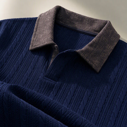 ✨ Timeless Comfort | Men's Textured Layered-Collar Relaxed-Fit Sweatshirt