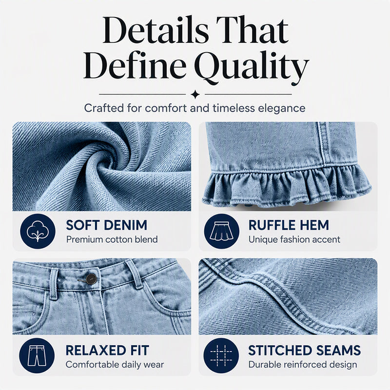 ✨ Standout Denim Style | Women's Ruffle-Hem Relaxed-Fit Jeans