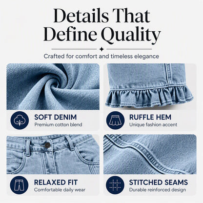 ✨ Standout Denim Style | Women's Ruffle-Hem Relaxed-Fit Jeans
