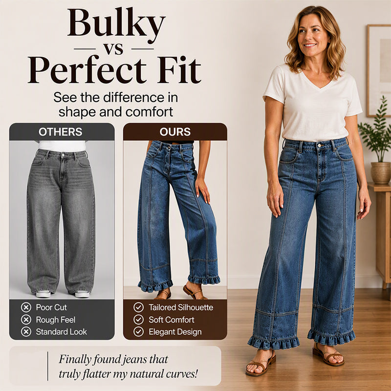 ✨ Standout Denim Style | Women's Ruffle-Hem Relaxed-Fit Jeans