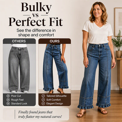 ✨ Standout Denim Style | Women's Ruffle-Hem Relaxed-Fit Jeans