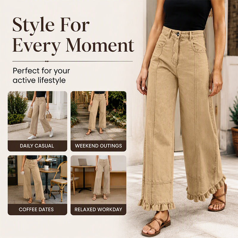 ✨ Standout Denim Style | Women's Ruffle-Hem Relaxed-Fit Jeans