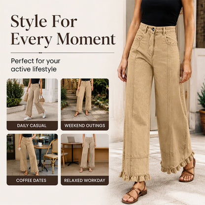 ✨ Standout Denim Style | Women's Ruffle-Hem Relaxed-Fit Jeans
