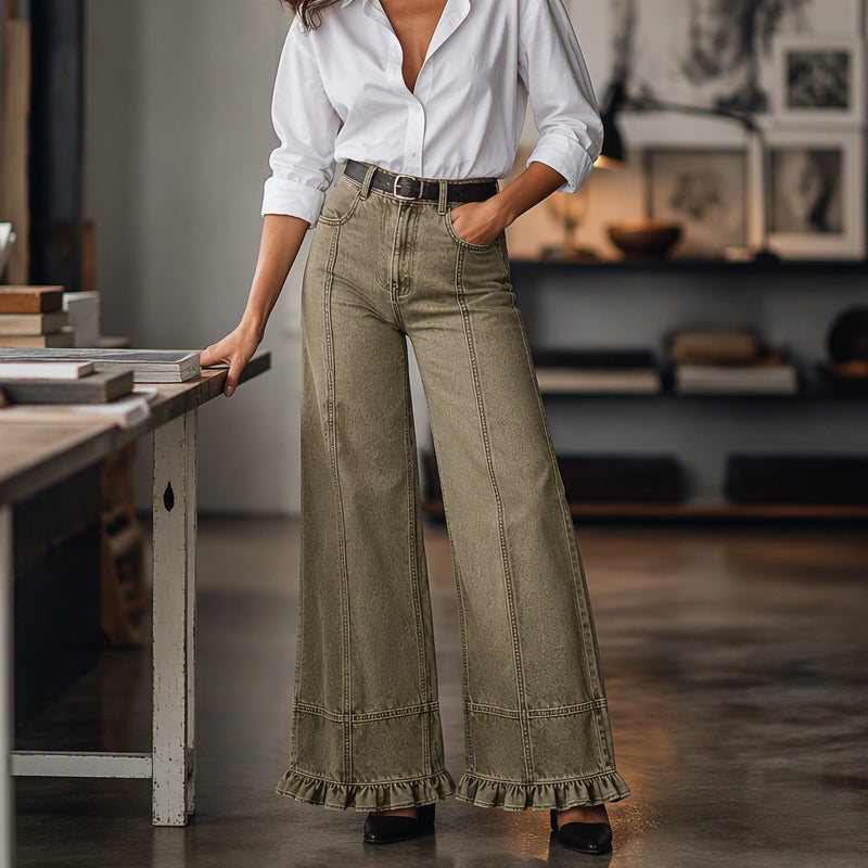 ✨ Standout Denim Style | Women's Ruffle-Hem Relaxed-Fit Jeans