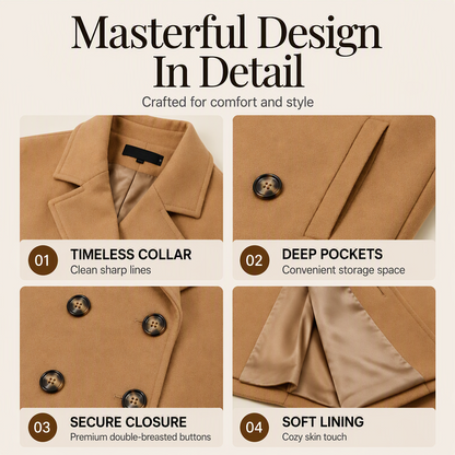Women's Double Breasted Wool Blend Coat