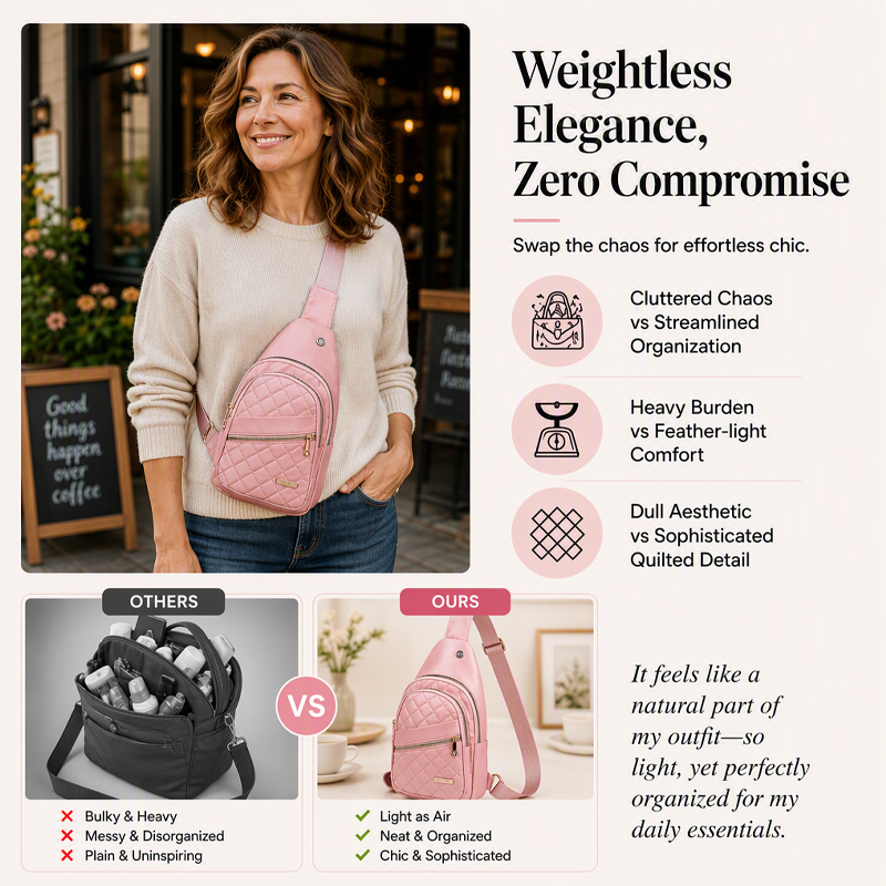 ✨ Easy Everyday Style | Lightweight Quilted Crossbody Sling Bag